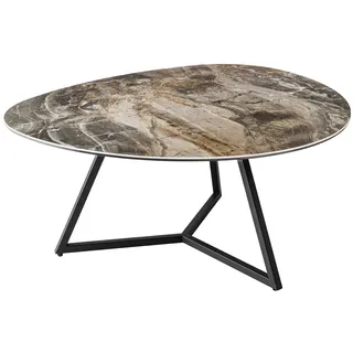 Couchtisch Keramik Hartglas Metall 90 x 75 x 40 cm Marmor Optik Sofatisch