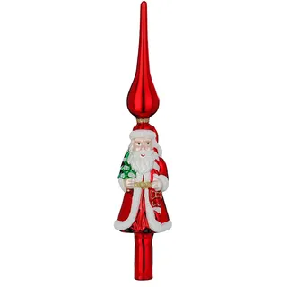 Christbaumspitze Weihnachtsmann 31cm Glas Glitzer Glasspitze Große Weihnachtsbaumspitze Christbaumschmuck Weihnachtsbaumschmuck Weihnachtsdeko Rot