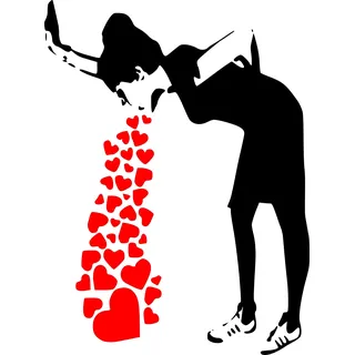 Banksy Love Sick - Iconic Graffiti Wall Sticker (Large: 60cm x 80cm / 24 x 32) by Broomsticker