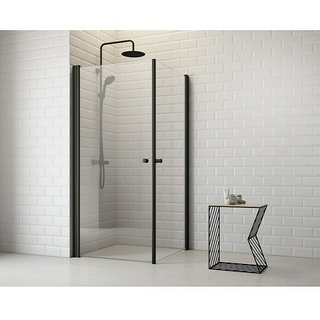 Corniche Eckdusche Light  (80 x 80 x 190 cm, Stärke: 5 mm, Schwarz)