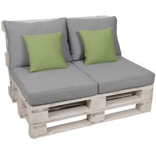 GO-DE TEXTIL Loungemöbel Paletten-Kissen Lounge Kissen 2-teilig wasserabweisend (hellgrau/grün)