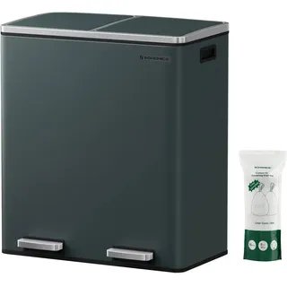 Songmics Mülleimer 2 x 30 l Grau
