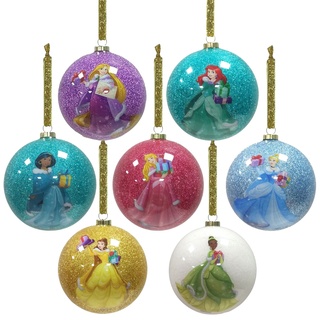 Disney Princess 2714 Weihnachtskugeln, 70 mm, Baumdekoration, 7 Stück