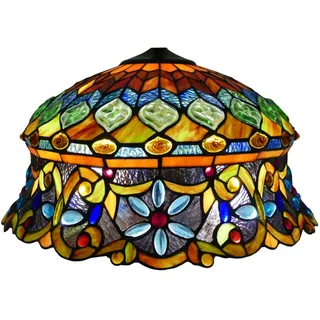AIBOTY 18 Zoll Pfau Lampenschirme Ersatz, nur Tiffany Stil Buntglas Lampenschirm, Vintage Bernstein Glas Perlen Lichtabdeckung für Tischlampe Stehlampe Schreibtisch Licht Pendelleuchte