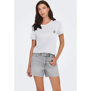 Only Onlkita Life Lux Icon S/S Print Top JRS Weiß XS