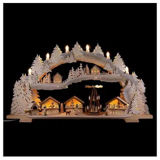 Tietze Erzgebirgsdesign Schwibbogen Schwibbogen verschneiter Weihnachtsmarkt (72x43x13cm) von Tietze Erzge