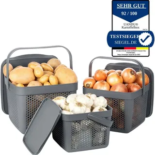 uandu home uandu Kunststoff Korb Rattan, Aufbewahrungsbox Küche - Organizer, Küche Aufbewahrung & Organisation Vorratskorb, Küchen gadgets, Küchen Aufbewa... - Grau