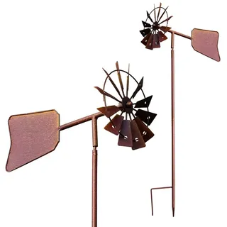 Spetebo Windspiel Windmühle 120 x 17 cm Rost