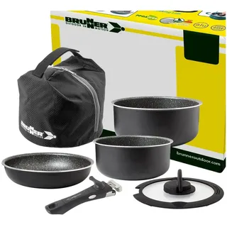 BRUNNER Topf-Set BRUNNER Camping Topfset PIRATE Vacublock Leicht, Stapelbar, Alu, (5-tlg) Ø 20 cm