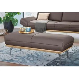 Polsterhocker "CR.420, Designhocker, Sitzhocker", beige (beigegrau 534, 26), B:123cm H:43cm T:54cm, NaturLEDER OSKAR (echtes Rindsleder), CREATION BY ROLF BENZ, Hocker, Polsterhocker, in 2 Bezugsqualitäten, Holzrahmen in Eiche Natur oder Nussbaum