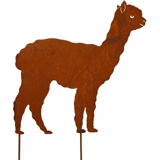 Bornhöft Gartenstecker Alpaka Lama XXL Beetstecker Topfstecker Metall Rost Gartendeko Edelrost rostige Dekoration Kamel