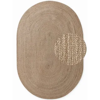 Hanse Home Juteteppich Jute Braided, Greige, Textil, meliert, oval, 160x230 cm, Oeko-Tex® Standard 100, für Fußbodenheizung geeignet, beidseitig verwendbar, in verschiedenen Größen erhältlich, pflegeleicht, strapazierfähig, Teppiche & Böden, Teppiche, Naturteppiche