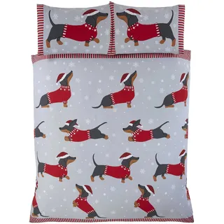 Rapport Home Dackel Bettbezug-Set, Polycotton, Rot, Einzelbett