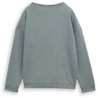 TOM TAILOR Damen Loose Fit Sweatshirt mit Stehkragen, grün, Gemustert, Gr. XXXL