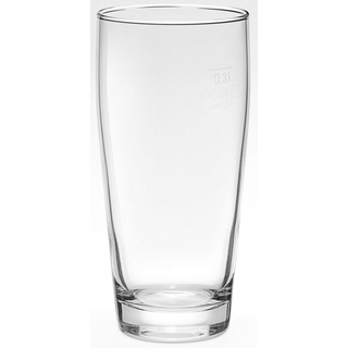 van Well Bierglas Willybecher, Glas, 0,3 L, geeicht, spülmaschinenfest, Gastronomiequalität, 12-tlg. weiß