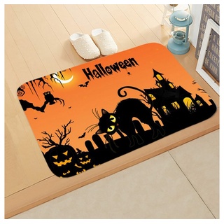 Teppich Halloween Aufdruck Bodenmatte, Badezimmer-Duschmatte, Rutschfest, GelldG schwarz