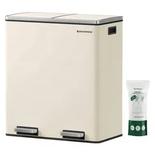 Songmics Mülleimer 2 x 30 l Cremeweiß