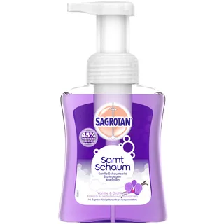Sagrotan Samt-Schaum Seife Vanille & Orchidee – 1 x 250 ml Schaumseife im Seifenspender