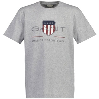 GANT Kinder T-Shirt - ARCHIVE SHIELD, Kurzarm, Rundhals, Baumwolle, uni Grau 134/140
