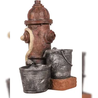 DELUKE Brunnen MATHIS Stein-Optik Kunststoff Braungrau 63x37x36cm Gartendeko Teichdeko