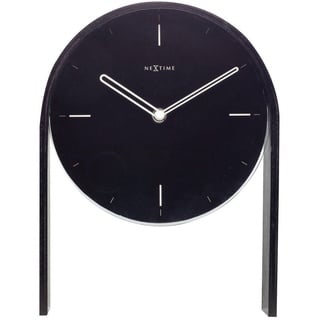 Tischuhr, Schwarz, Holz, Glas, 21x27x6.5 cm, RoHS, CE, leises Uhrwerk, Dekoration, Uhren, Tischuhren