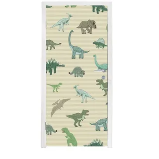MuchoWow Türtapete Dinosaurier - Braun - Grün - Jungen - Mädchen - Kinder, Matt, bedruckt, (1 St), Türfolie Selbstklebend, Türtapete, Türdeko Poster, 95x235 cm bunt 95 m x 235 m