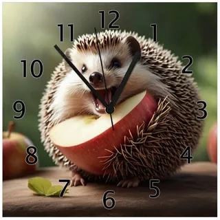 Wallario Wanduhr Lustiger Igel (Glasuhr) 30 cm x 30 cm