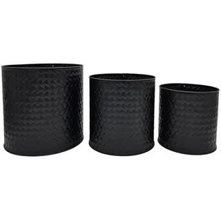 Meinposten Blumentopf Blumentopf Übertopf Pflanzenkübel 3er Set schwarz rund Metall (3er Set, 3 St), Das Set ist Wasserdicht geeignet für Innen- wie Außenbereich schwarz