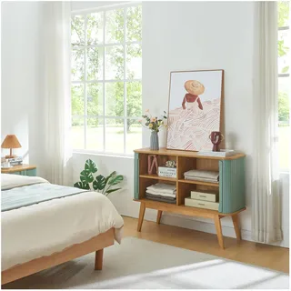 [en.casa] Tysvær 110 x 80 x 40 cm Bambus/Blau