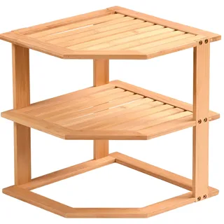 Eck-Küchenregal - braun - Bambus Regal Standregal Bücherregal