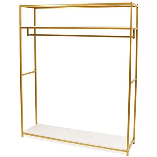 XIAYUHE Kleiderständer Kleiderstange,3 Ebenen Metall Clothes Rack,Garderobenständer,Kleidung Display Rack,145x40x180cm,Gold,für Bekleidungsgeschäfte,Häuser,Schlafsäle