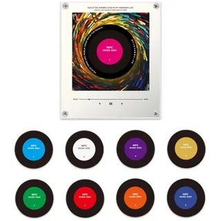 Kühlschrankmagnete mit Spieler-Set, Retro-Musik, 10 Stück, Vintage-Vinyl-Schallplatten-Kühlschrankmagnete, 128 MB programmierbarer Musik-Player, NFC-fähig, einzigartige ästhetische Musikgeschenke für