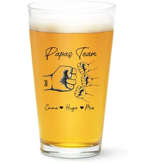Geschenke Mall Personalisiertes Bierglas - Papas Team - bier geschenke für männer, bier geschenk, bierglas mit gravur, bierkrug personalisiert (Modell #1)
