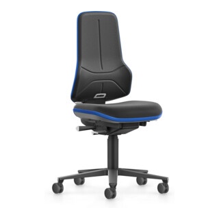 bimos Arbeitsstuhl Neon XXL bis 180 kg mit Rollen, Supertec, Flexband blau, Sitz 470-640 mm