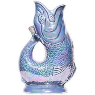 Gluckigluck Karaffe XL Blaugrau schimmernd – 1,2 l – Original Gluggle Jug aus England – Wasserkrug mit Glucker-Geräusch – Handgefertigt & schimmernde Oberfläche – Kult-Krug als Vase oder Dekanter