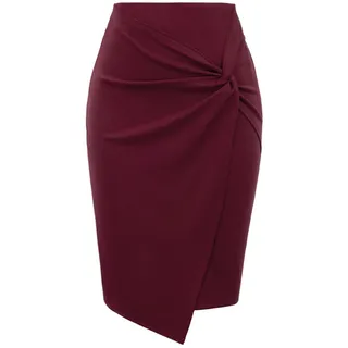 WQZYY&ASDCD Bleistiftrock Sommer Röcke Frauen Kleidung Einfarbig Asymmetrisch Wrap Front Stretch Bodycon Bleistiftrock Schlankes Knie Büro Dame