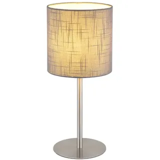 Beistellleuchte Tischlampe Nachttischleuchte Metall silber Textil grau H 40 cm