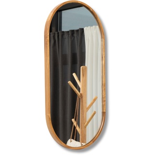 Terra Home Wandspiegel Eiche - Oval 80x40 cm, Modern, Voll-Holz, Spiegel - für Flur, Wohnzimmer, Bad oder Garderobe (80x40)