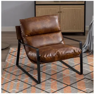 luxuskollektion Ohrensessel 72 x 71 x 70 cm Leder Braun mit Kissen