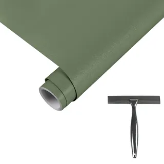Decoroom Klebefolie Möbel Grün Matt Möbelfolie 40x300cm Inklusive Toolkit | Selbstklebend Wasserdichte Tapete Selbstklebende Grün Folie für möbel küchenschränke,Wand Tischplatten Schutzfolie Dekorfolie