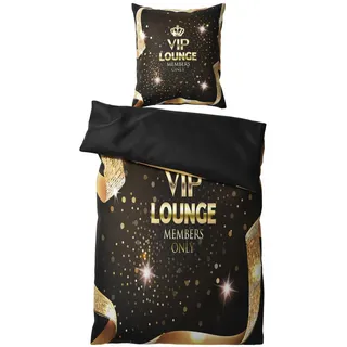 Sanilo VIP Lounge Grafikmuster Schwarz 135 x 200 cm + 80 x 80 cm