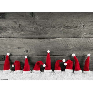 Tischsets | Platzsets - Weihnachten - Rote Zipfelmützen im Schnee - 12 Stück aus Premium Papier - Die besondere Tischdekoration für die Weihnachtszeit