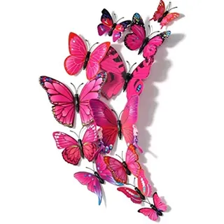 12 Stück 3D Abnehmbare Magnete Schmetterlinge Deko Butterfly Wandsticker für Heimwerker, Babyzimmer, Büro, Party und Geburtstag Dekoration