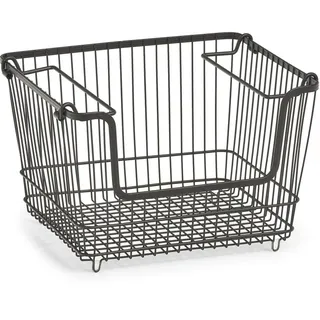 Zeller 27418 Vorratskorb, stapelbar, Metall, schwarz, ca. 33 x 27 x 21,5 cm