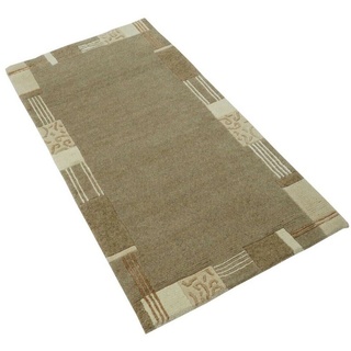 Taupe Nepal Teppich 70x140 cm Handgeknüpft 100% Wolle Orientteppich N768