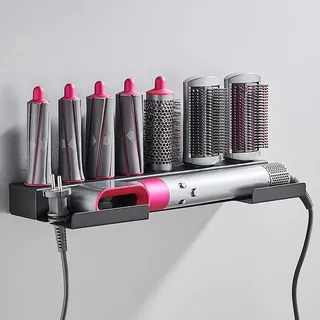 LIMITADA Halterung für Dyson Airwrap, Föhnhalter Wand Ohne Bohren Edelstahl Gätteisen Halterung Wandhalterung Selbstklebend Haartrocknerhalter Organizer Bad für Dyson Airwrap mit Schrauben und Kleber