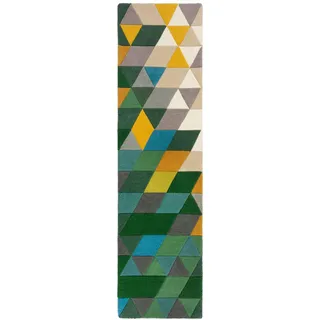 KADIMA DESIGN Derwent Wollteppich 60 x 230 cm Grün/Mehrfarbig