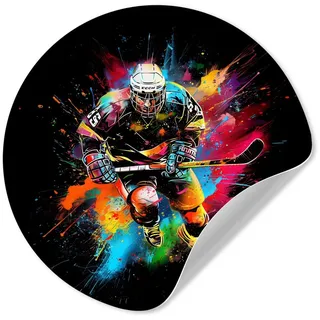 MuchoWow Wandsticker Graffiti - Sport - Eishockey - Eishockey (1 St), Runde Aufkleber für Wohnzimmer, Selbstklebend, 100x100 cm bunt 100 cm x 100 cm x 0.1 cm