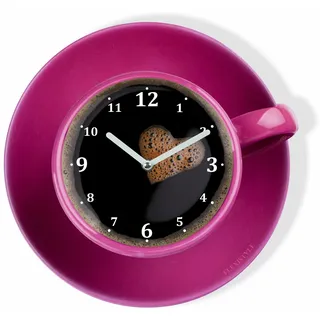 Moderne Küchen Wanduhr Tasse Perfetta, ROSA, Acrylglas, UV-Druck, Made in EU