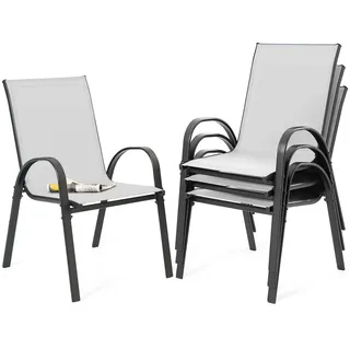 avestar Gartenstuhl 4er Set 4 x 59 x 59 x 88 cm grau/schwarz